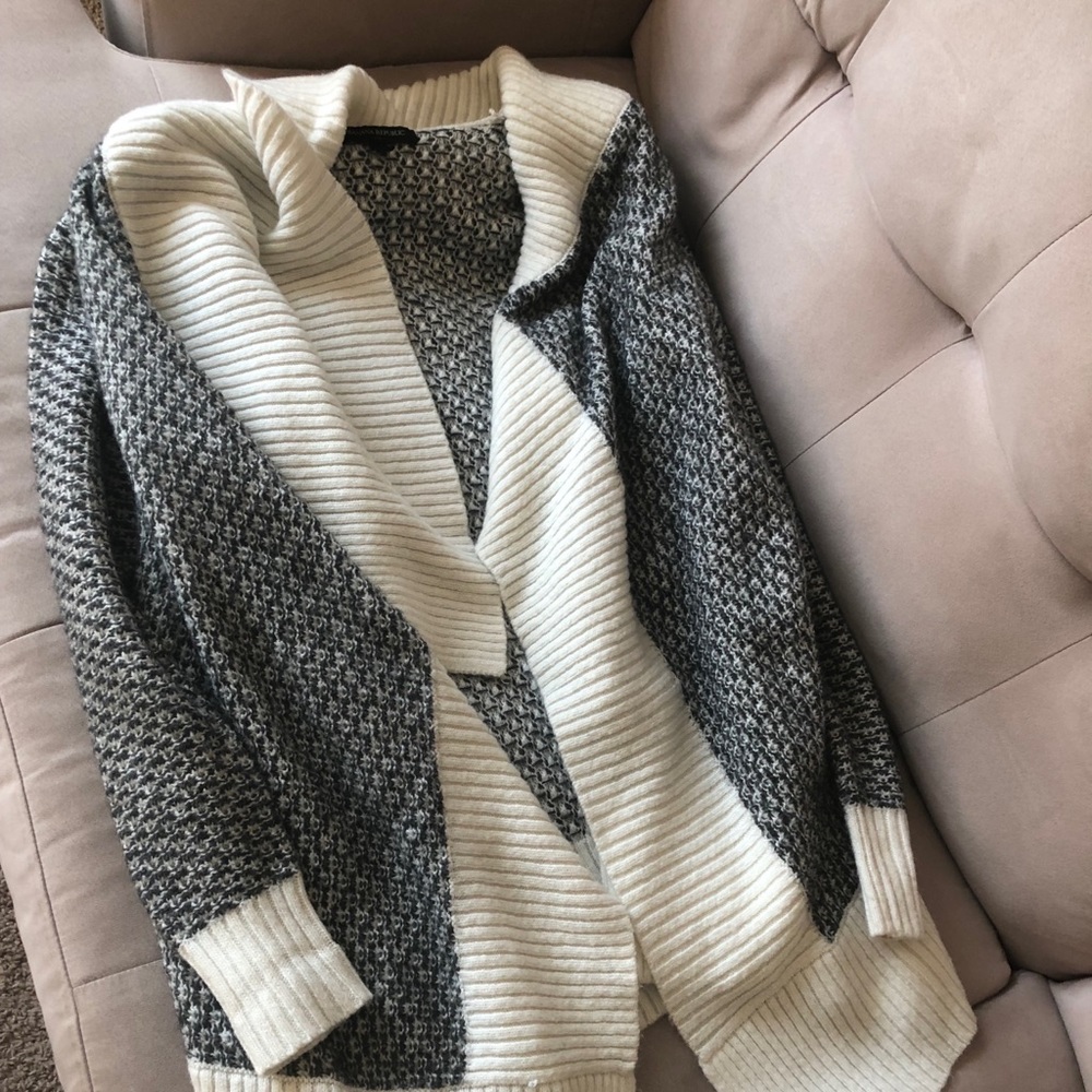 Women’s Banana Republic Chunky Open Drape Cardigan White Grey Color-block XS